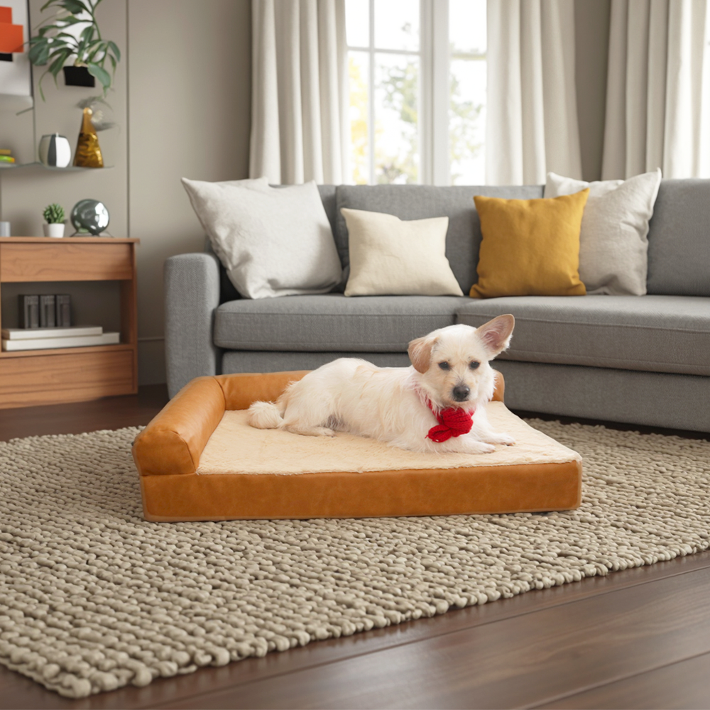 Petopia Luxurious High Quality Vegan Faux Leather Dog Bed Couch - Image 3