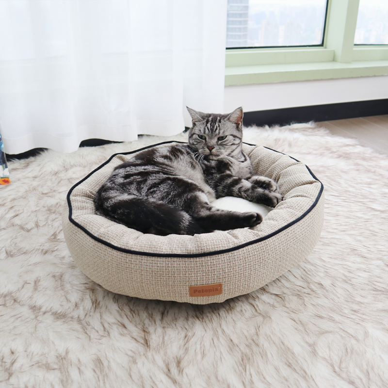 Round Warm Donut Cat Bed Bolster Pet Bed for Dog or Cat - Image 2
