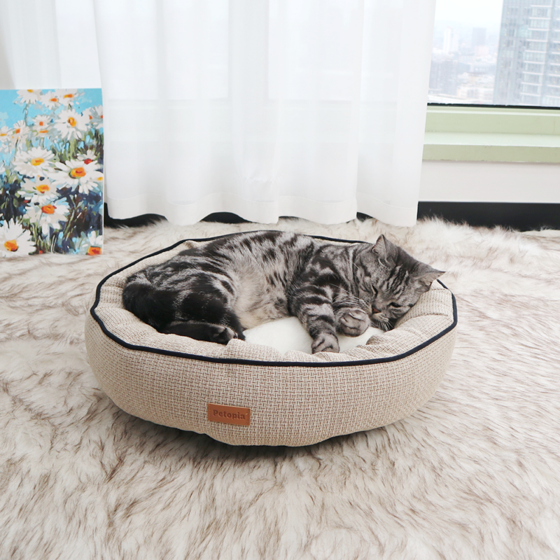 Round Warm Donut Cat Bed Bolster Pet Bed for Dog or Cat - Image 4