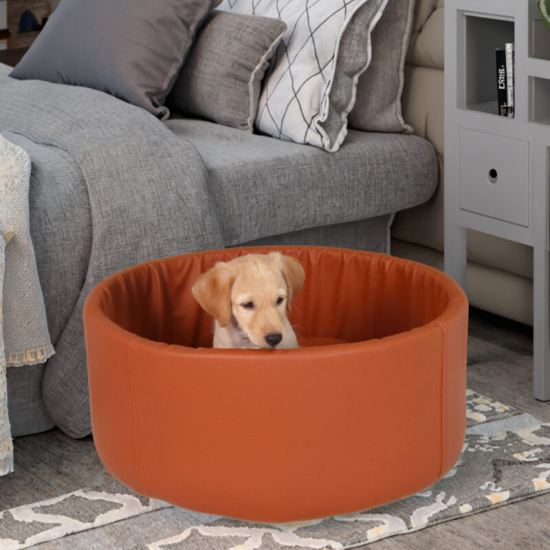 Premium Leather Cat Bed for Indoor Cats Premium Small Dog Bed Pet Nest with Anti-Slip - Image 3